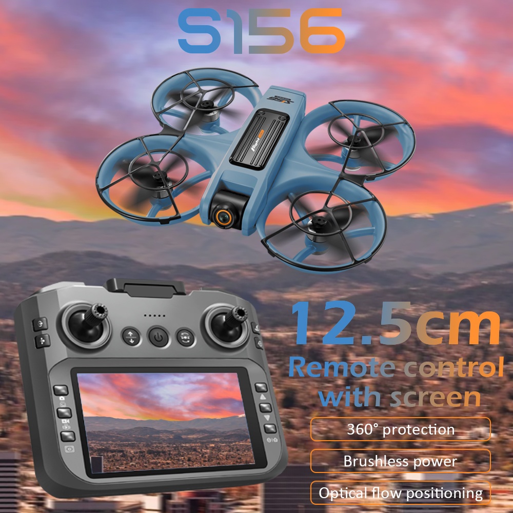 Drone S156 z Podwójnymi Kamerami, Dużym Ekranem i em, Silnikiem Bezszczotkowym - Duża Moc, Optyczne Pozycjonowanie Przepływu - Bardziej Stabilny Lot, Podwójne Kamery z Elektrycznym Regulacją Kąta, Korpus z LED, Ochrona 360° - Antykolizyjny, Dla Początkujących, Prezent Świąteczny, Prezent Urodzinowy
