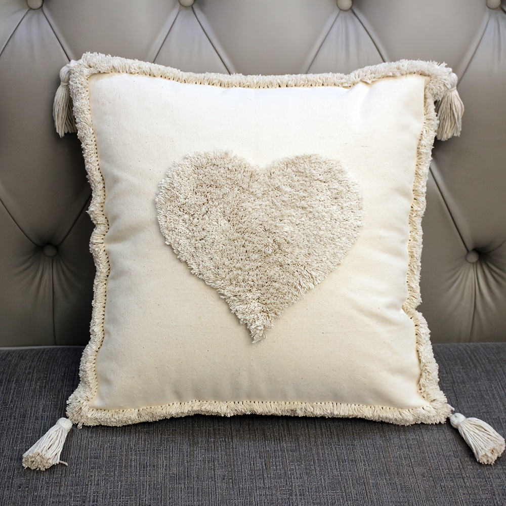 

1 Piece Of A -themed Tufted Throw Pillowcase With A Tassel, Featuring A Happy Valentine's Day Design, Suitable For Home Decor In Throughout All , Style (pillow Insert Not Included).