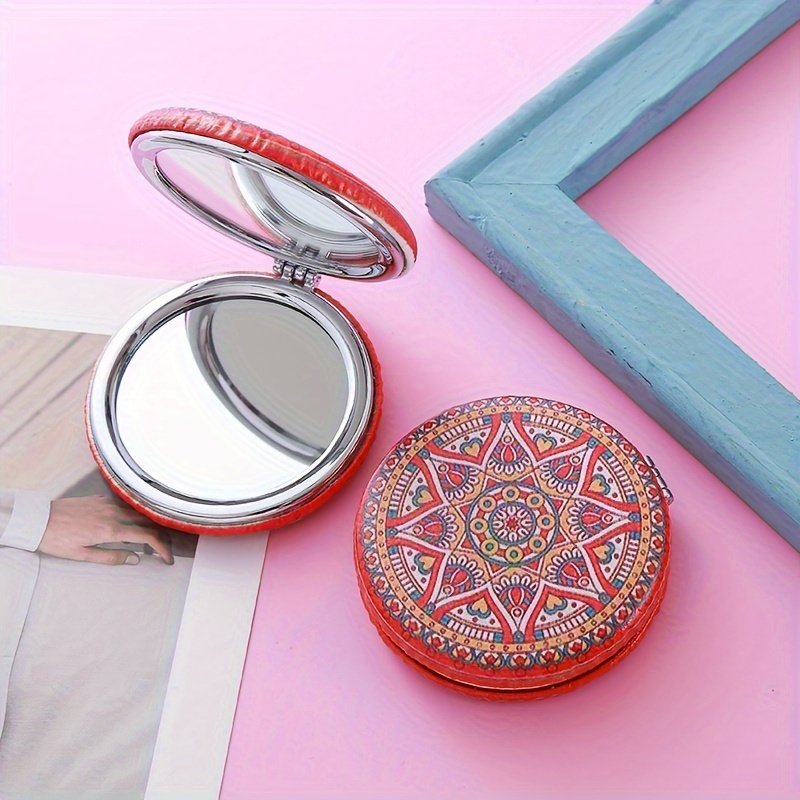 Espejo compacto para bolso, espejos de maquillaje de bolsillo de metal con  aumento de doble cara 1X/2X (redondo, oro rosa)