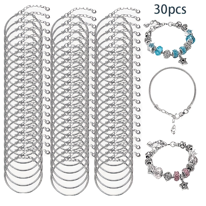 TEMU 30pcs Pulseras Ajustables de Cadena de Serpiente con Extensor de - Kit para Hacer Joyas, Suministros de Artesanía de Aleación, Manualidades,