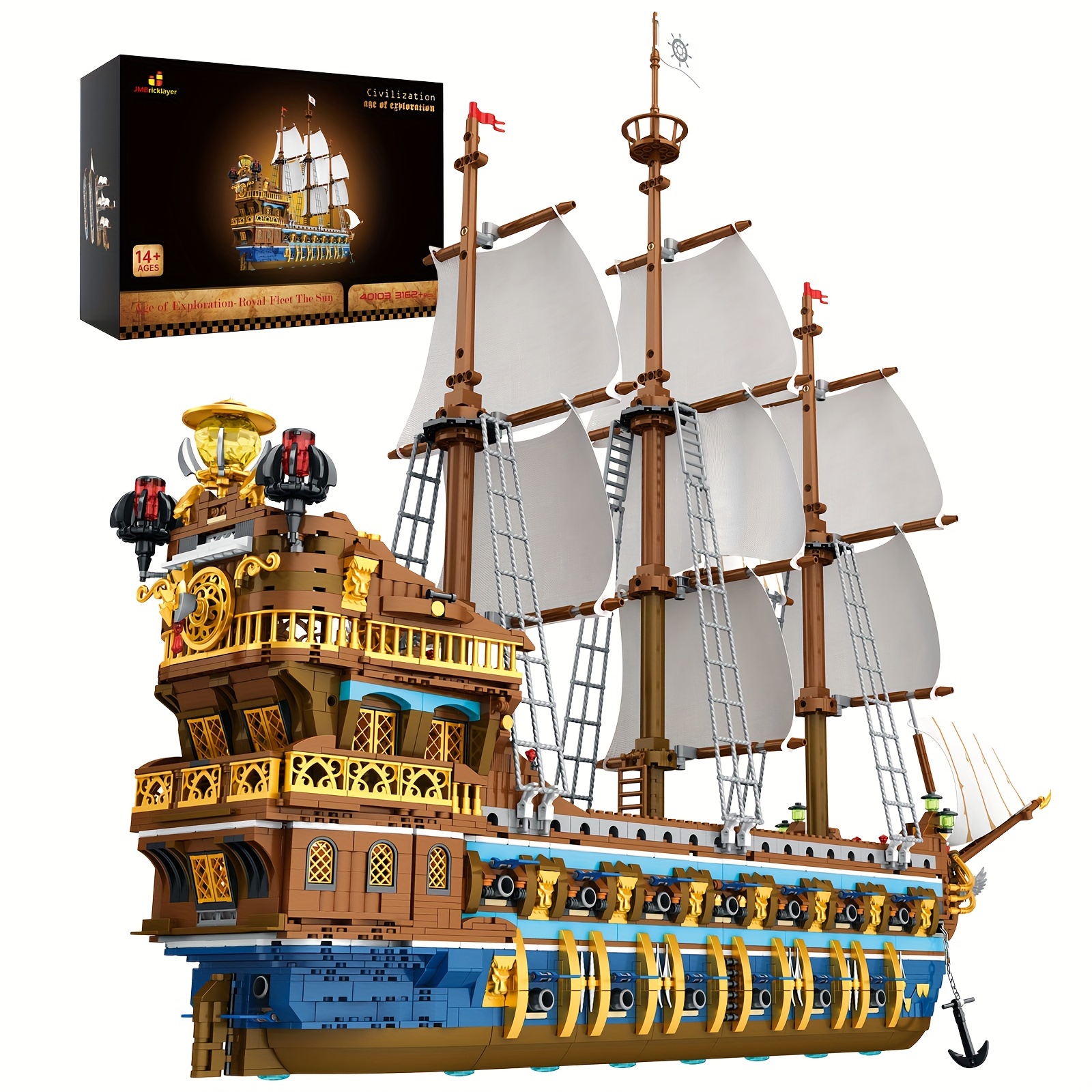 

Jmbricklayer Pirate Ship Building Sets For Adults, Ship With Tiered Design, Attractive Pirate Toys Building Blocks Pirate Ship Display