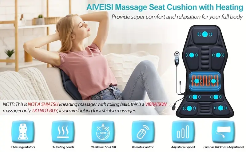 massage seat cushion with heating with adjustable lumbar support 9 massage back massage chair cushion for men and women home office use mothers day gift details 0