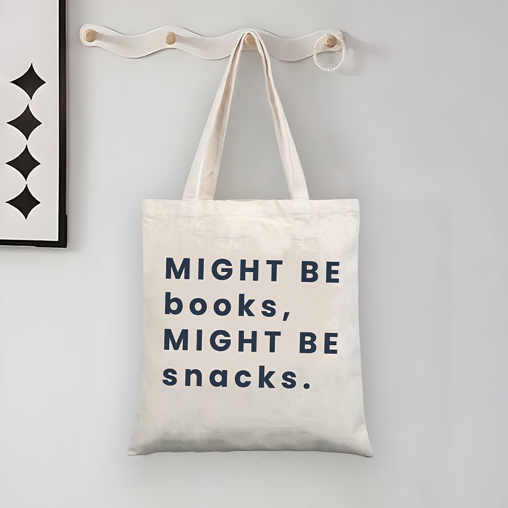 TEMU 1pc Book & Snack Tote Bag Suitable For School, Travel, Bookworm Gift - / Bookworm Bag With Shoulder Straps, Machine Washable Book Carrier For,