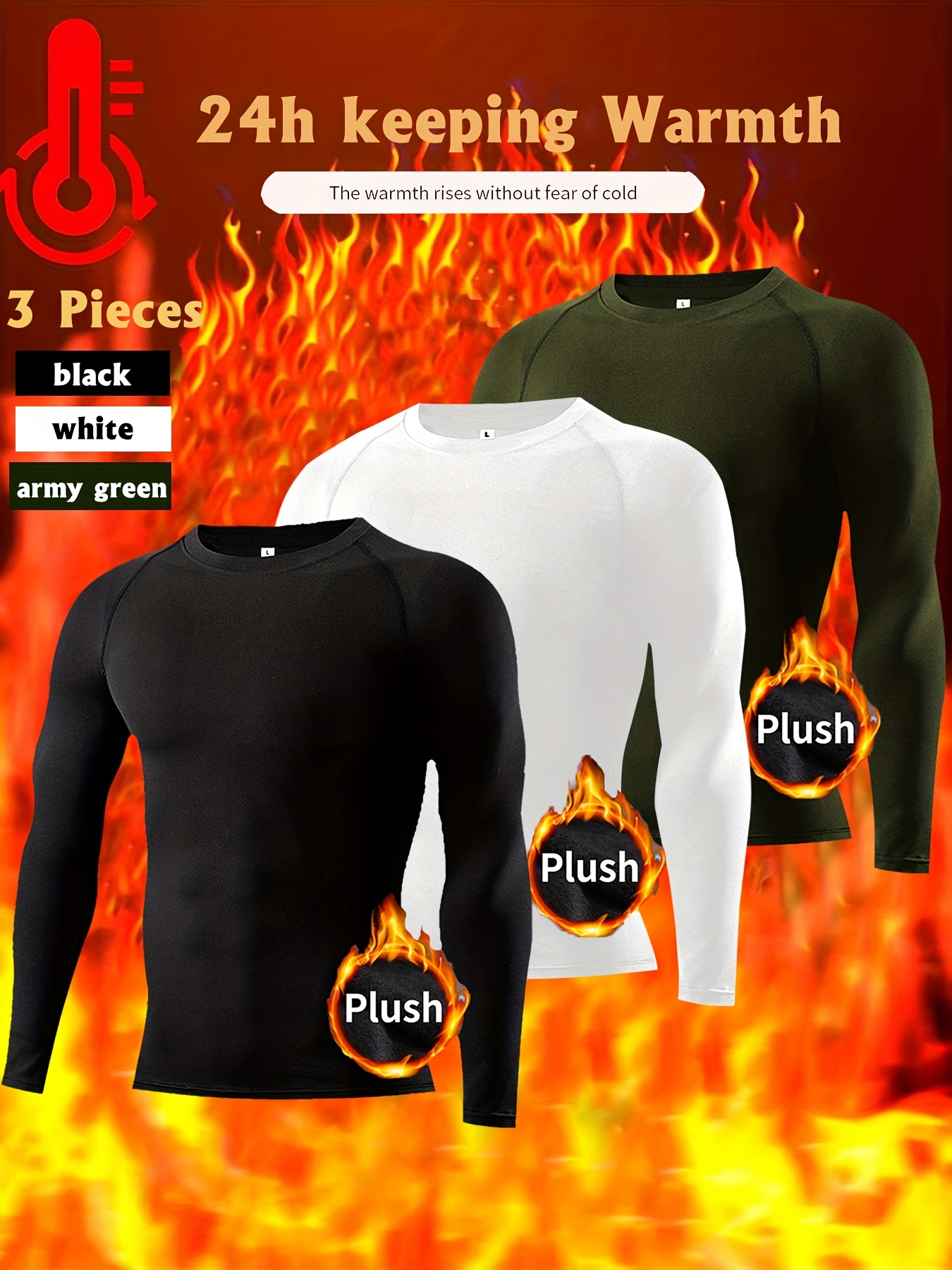 3 peças de camisetas térmicas de para homens - Temu Portugal, image size:800x1067