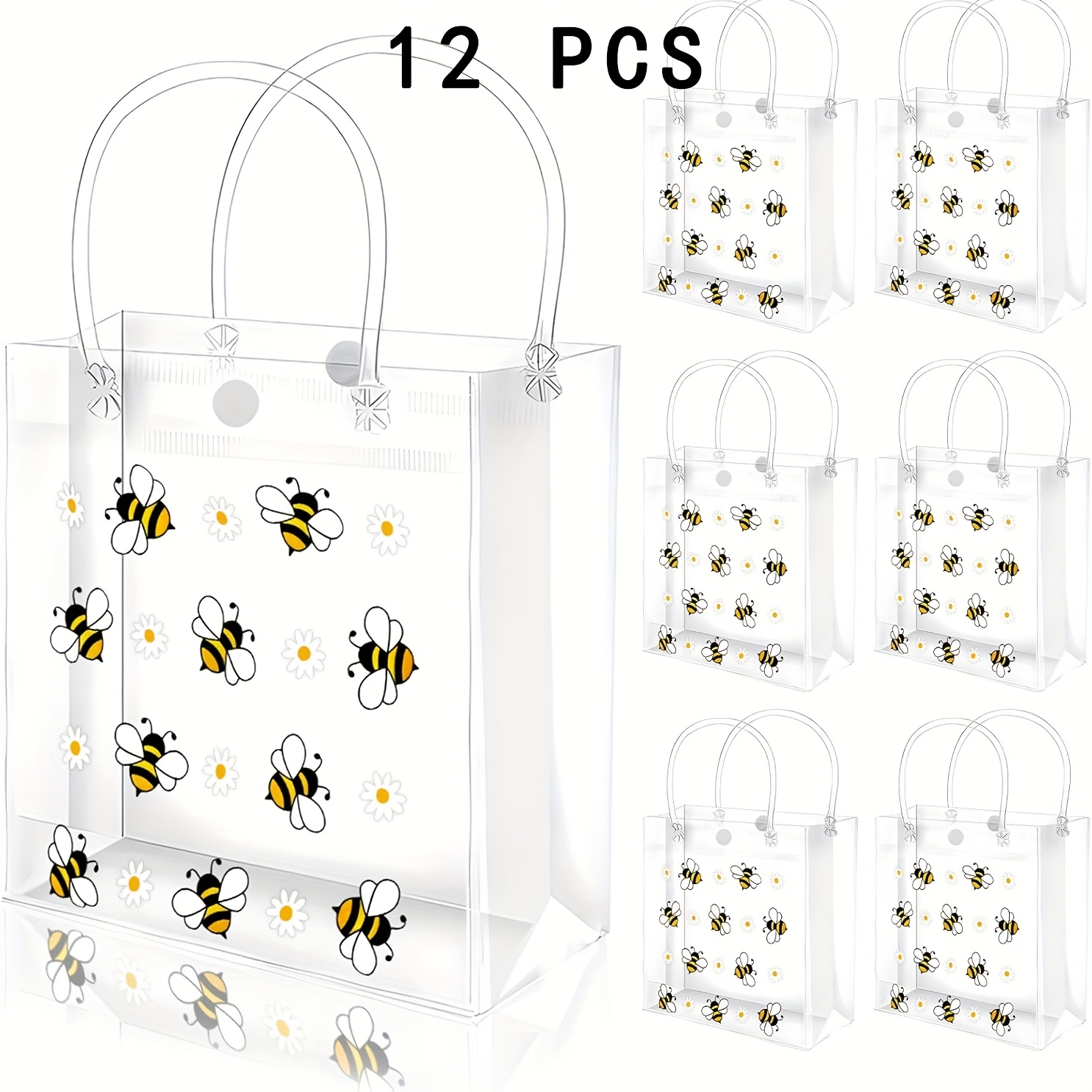 E-shop Geschenk für Sie/Ihn 12 Bienen Geschenktüten mit Griffen. Die niedlichen gelben kleinen Bienen Geschenktüten sind für Frühlingshochzeiten,