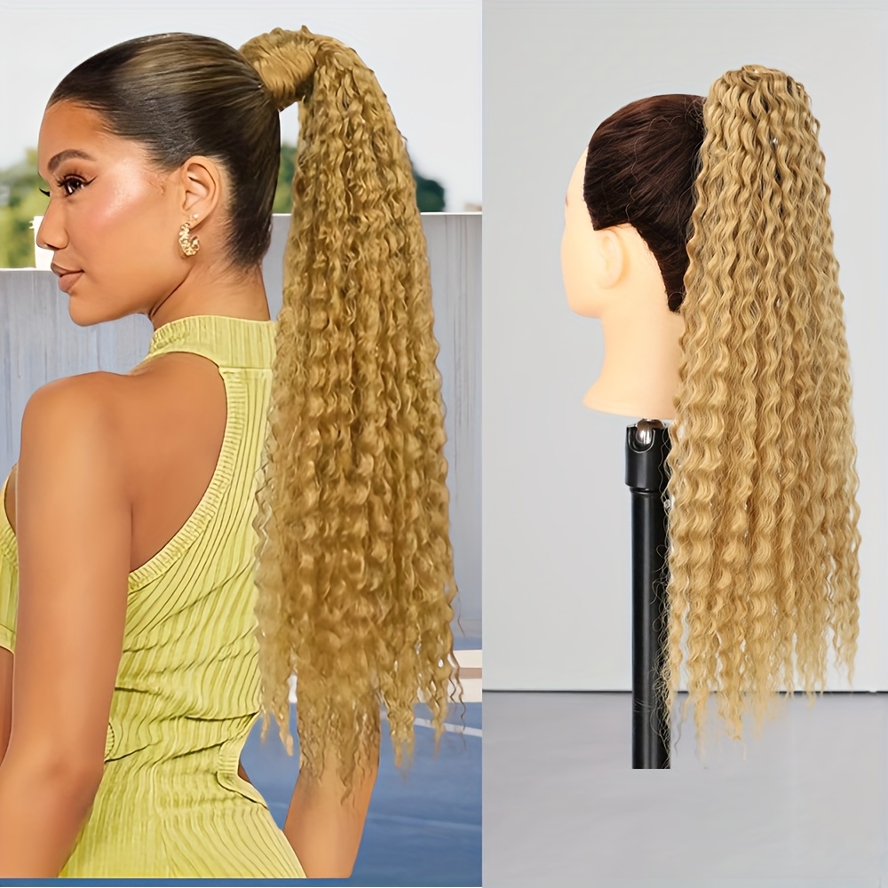 50.8cm long   ponytail extension with elastic rubber band - 12 strands synthetic hairpiece for women,   afro curly hair, easy to style, natural look,  , natural look hairpiece,   hairband details 6