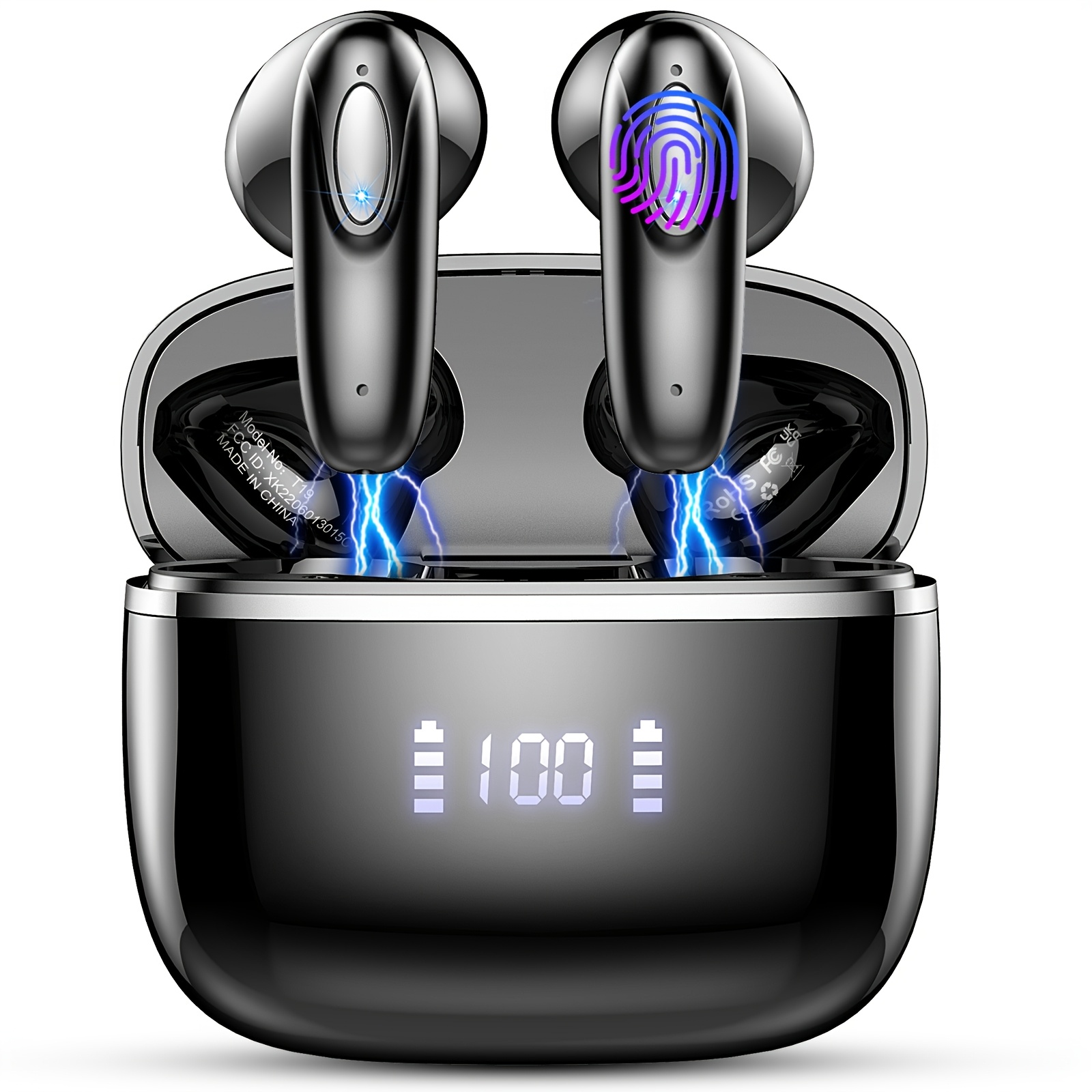 TEMU Wireless Earbuds With 14.2mm Driver For , Featuring 4 Noise-cancelling Microphones, 40-hour Mini Earbuds, Usb-c/clear Calls/touch