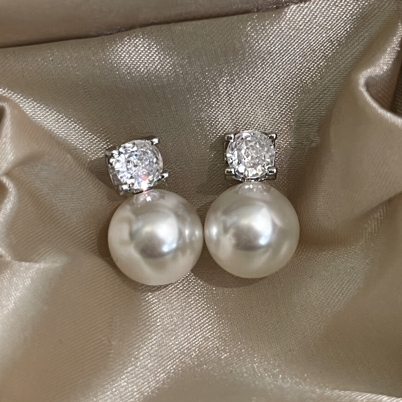 TEMU 1 Pair Of Simple And Stylish Synthetic Synthetic Zirconia Stud Earrings, Suitable For Women' Wear