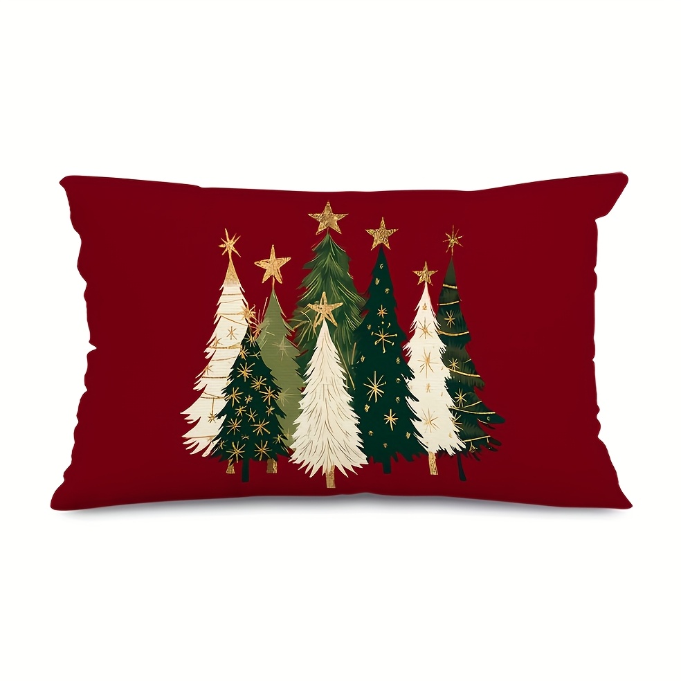 TEMU 2pcs Christmas Pillowcase Cushion Covers Holiday Decorations Farmhouse Rustic Style Pillowcase For Bed Chair Sofa (single-sde, No Pillow Insert)