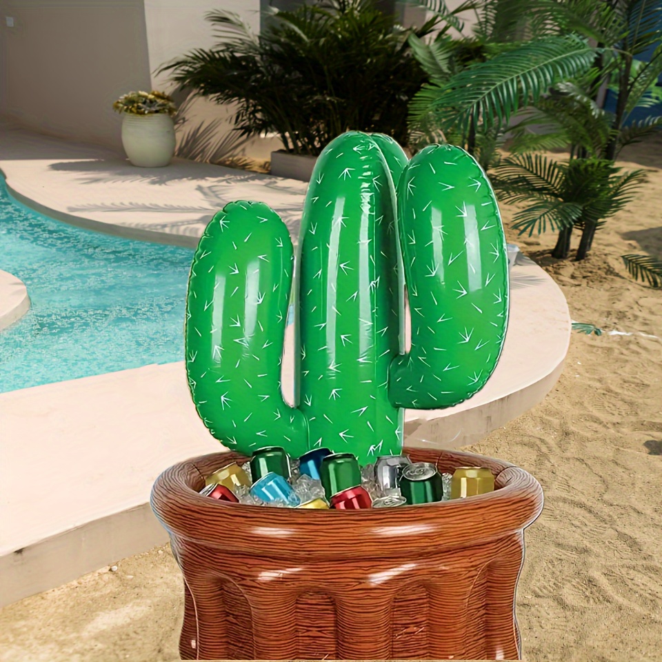 

1pc Inflatable Cactus Drink Cooler Portable Pvc Cold Drink Design Perfect For Swimming Pools And Adults Water Party Swimming Supplies