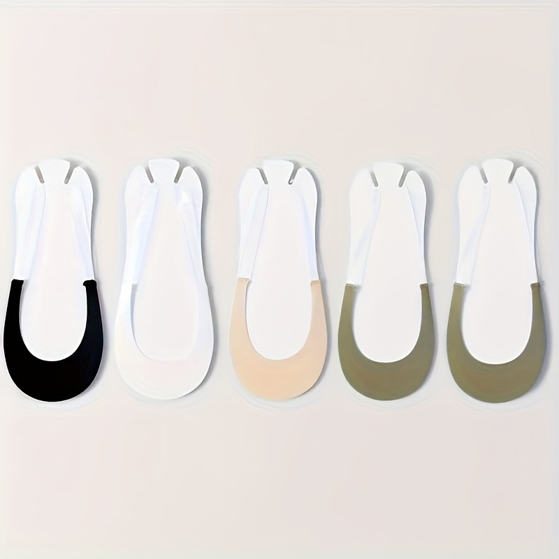 TEMU 10 pièces/5 paires de chaussettes string invisibles et discrètes d'été, fines en fibre de glace, à coupe basse, antidérapantes, talon