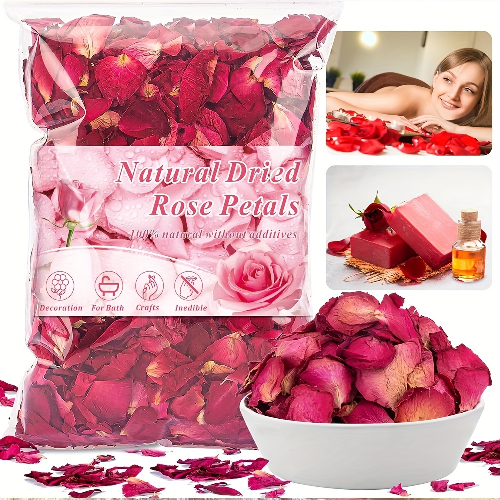 100g-500g Natural Dried Rose Petals, Real Flower Confetti - Ideal for Weddings, Valentine's Decor, Spa Bath, Foot Soak, DIY Crafts, Soap & Candle Making