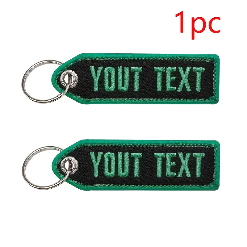 TEMU (customized) Embroidered Keychain Key With A Rign 1pc Double-sided Embroidered Custom Text ( To 12 Characters) 5 Colors Key Tag Backpack Tag