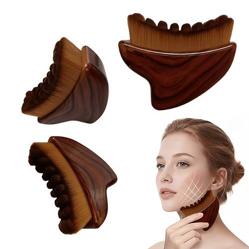 lymphatic face brush large super soft facial brush chin contour massager with ergonomic angled head brush for face massage loose powder blush face cream body lotion multifunctional