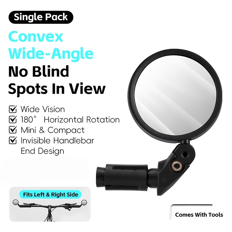 Image of West Biking Bicycle Rearview Mirror Hd Convex Wide Angle 360° Rotatable Compact Stable Handlebar Mirror Adjustable Cycling Rearview Safety Accessory