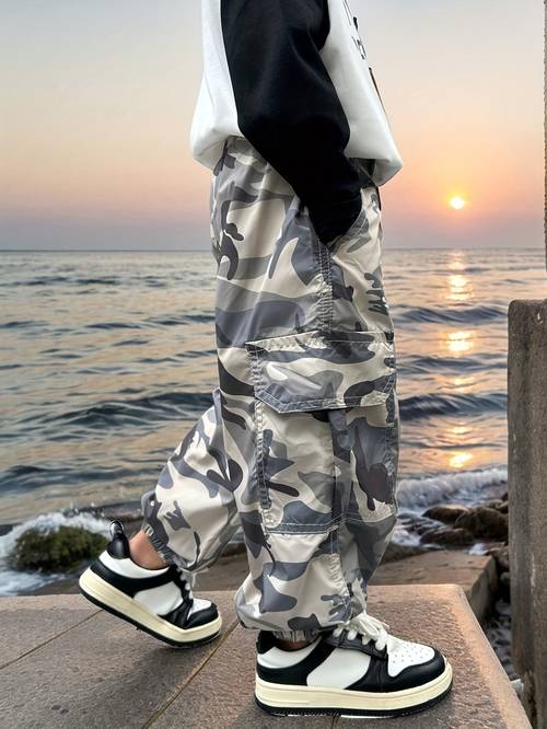 boys lightweight camouflage cargo pants for spring and summer with a like feel for outdoor