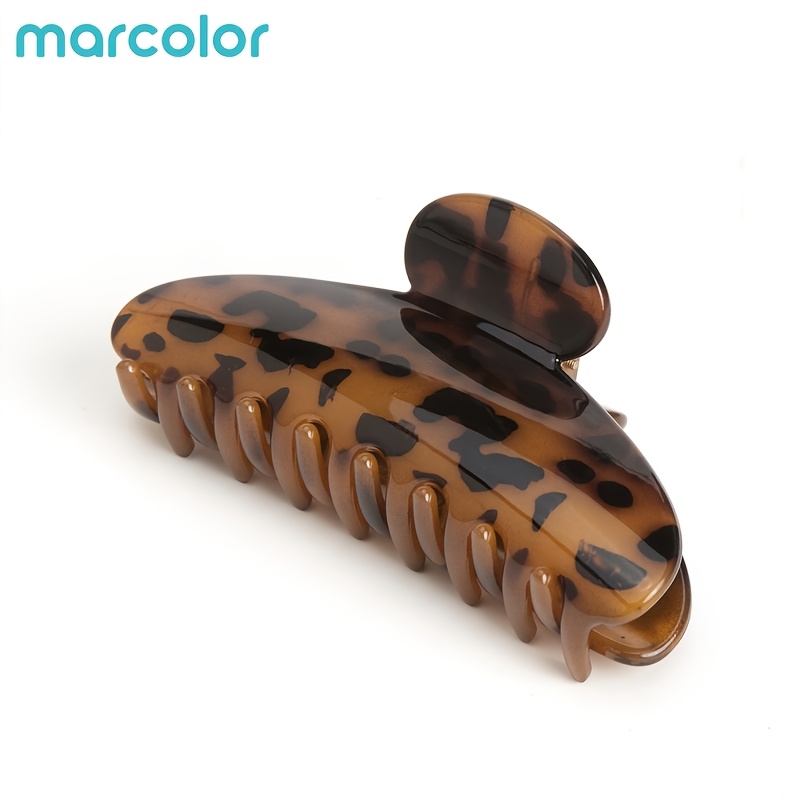 TEMU Marcolor 1pc Vintage Amber Leopard Print Hair Clip, Extra Large Curved Hair Claw, Portable Travel Hair Styling Jaw Clip Suitable For All Hair