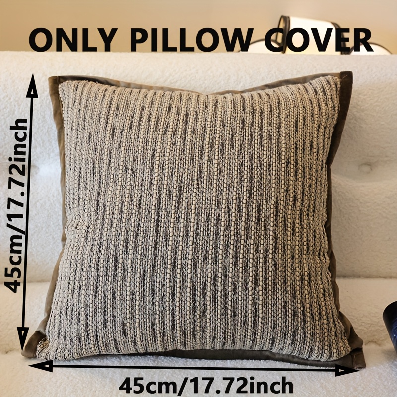 Pack of 2 Neutral Brown Throw Pillow Covers, Textured Front with Dark Khaki Velvet Back, Elegant Welted Trim Decorative Cushion Cases for Couch Sofa Bed Chair, Modern Home Decor, Pillow Covers Solely