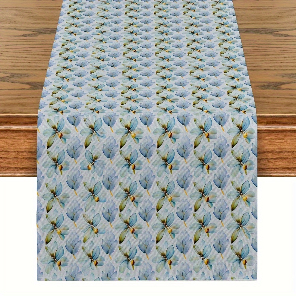 

1pc, Table Runner, Watercolor Plant Leaf Floral Pattern Table Runner, Summer Theme Table Runner, Seasonal Kitchen Dining Table Decoration For Indoor, Party Decor