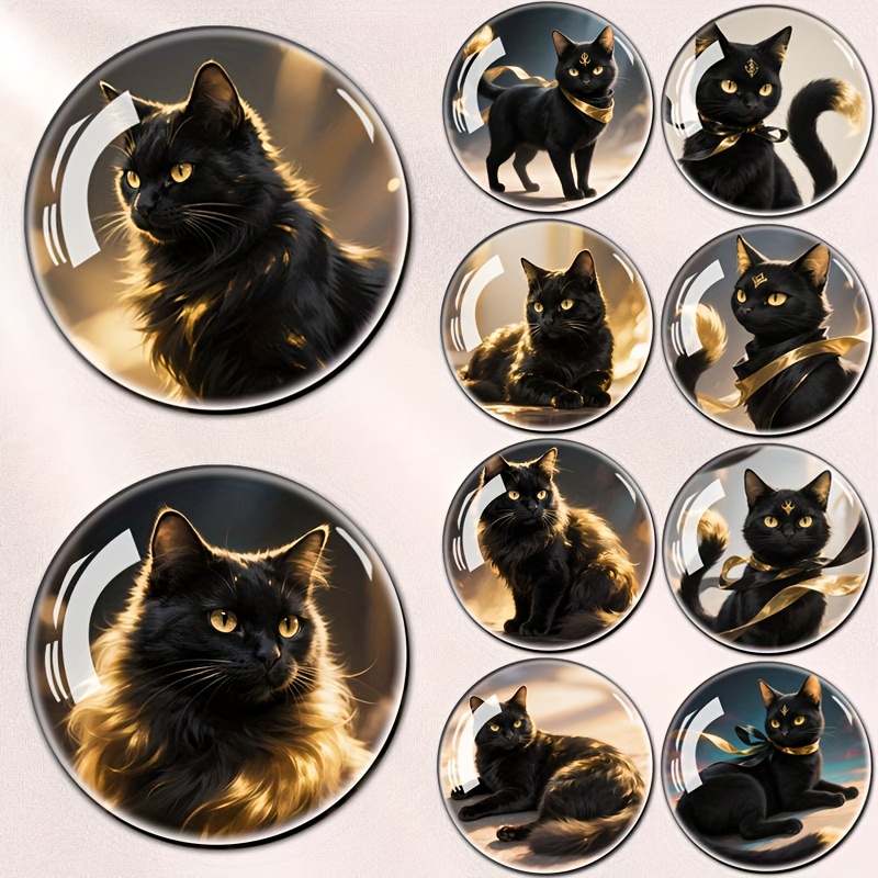 TEMU Lot de 10 grands aimants de réfrigérateur 3D en verre, et doré, aimants de frigo artistiques créatifs pour cuisine, bureau et décoration
