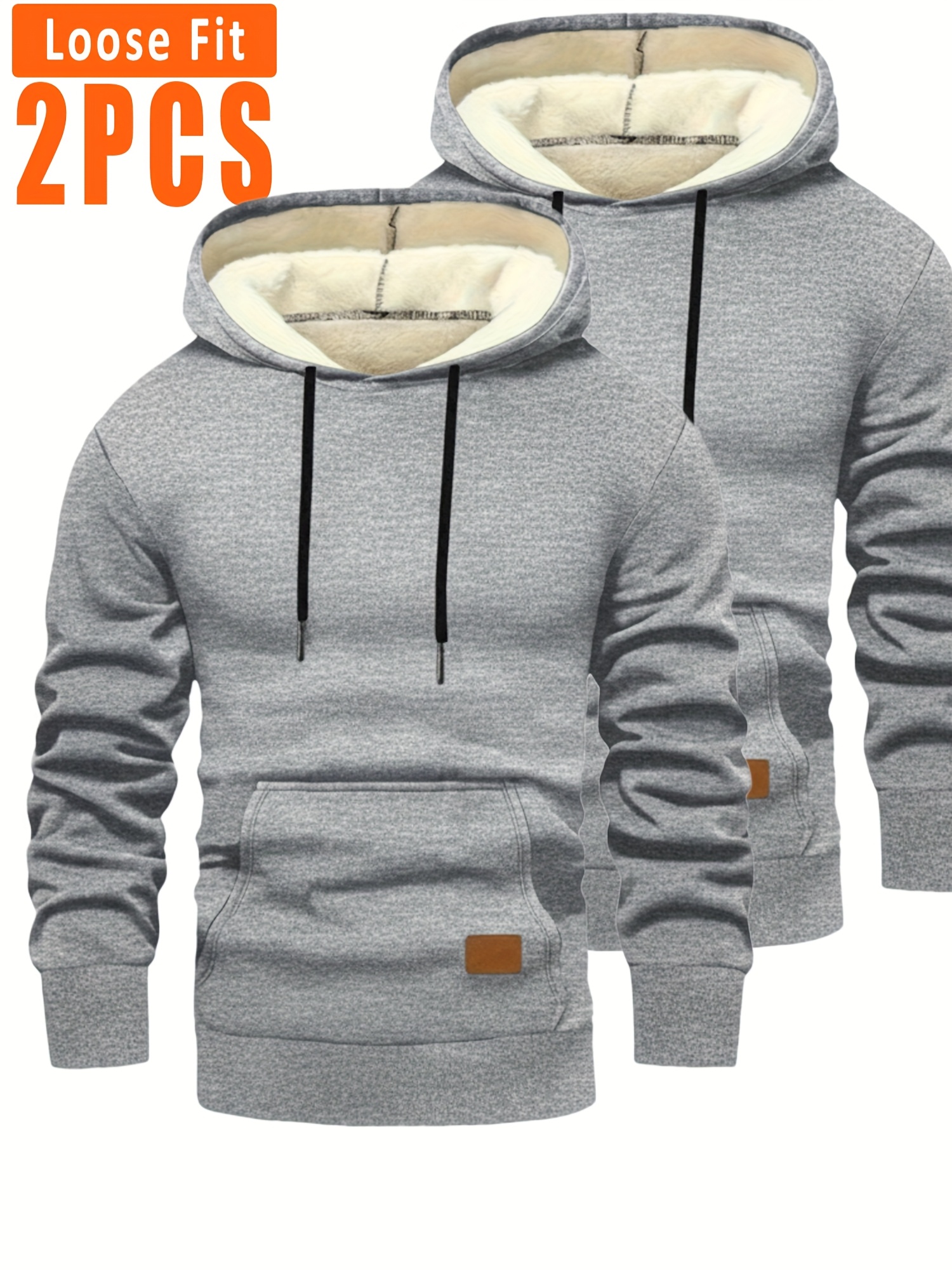 2 stuks Heren Fleece-gevoerde Hoodies - Dikke Winter Pullovers met Kangaroo Zak