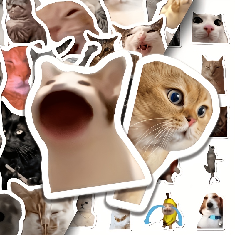 Image of 100pcs Cat Meme Sticker Set, Office Stickers, Document Seals, Office Supplies Stickers