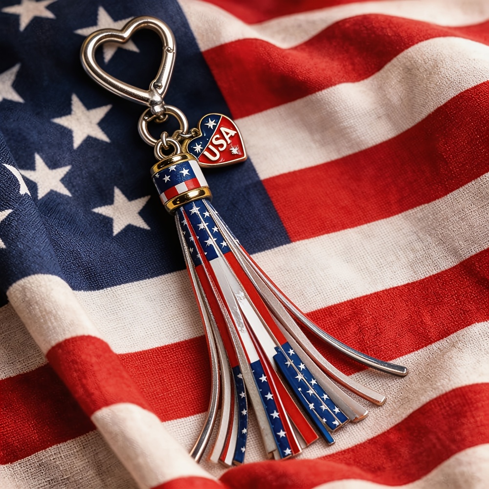 1pc american   tassel statue of   usa   keychain car key pendant retro   4 th of july   decor bag charm gift   party accessory friend gift