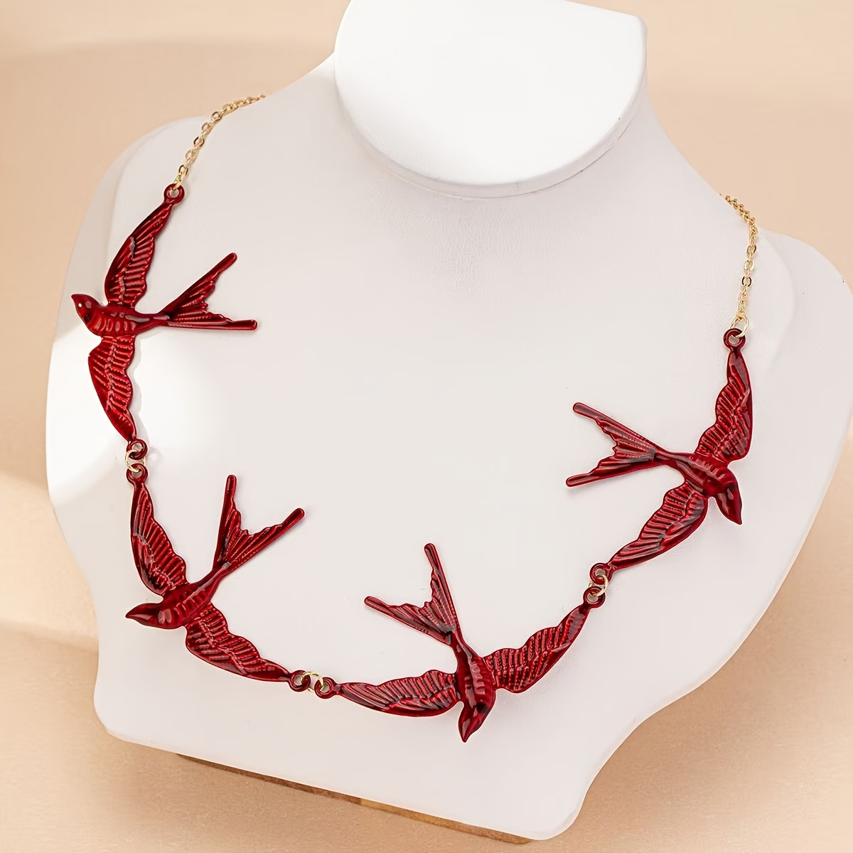 Vintage Versatile Red Lucky Swallow-Shaped Necklace