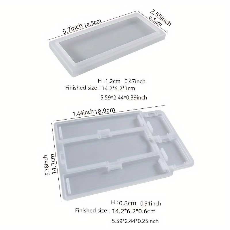 Image of Rectangle Resin Box Mold With Lids Storage Box Silicone Moulds Jewelry Box Epoxy Casting Molds Epoxy Resin For Diy Crafts Making Jewelry Pencil Makeup Storage Case
