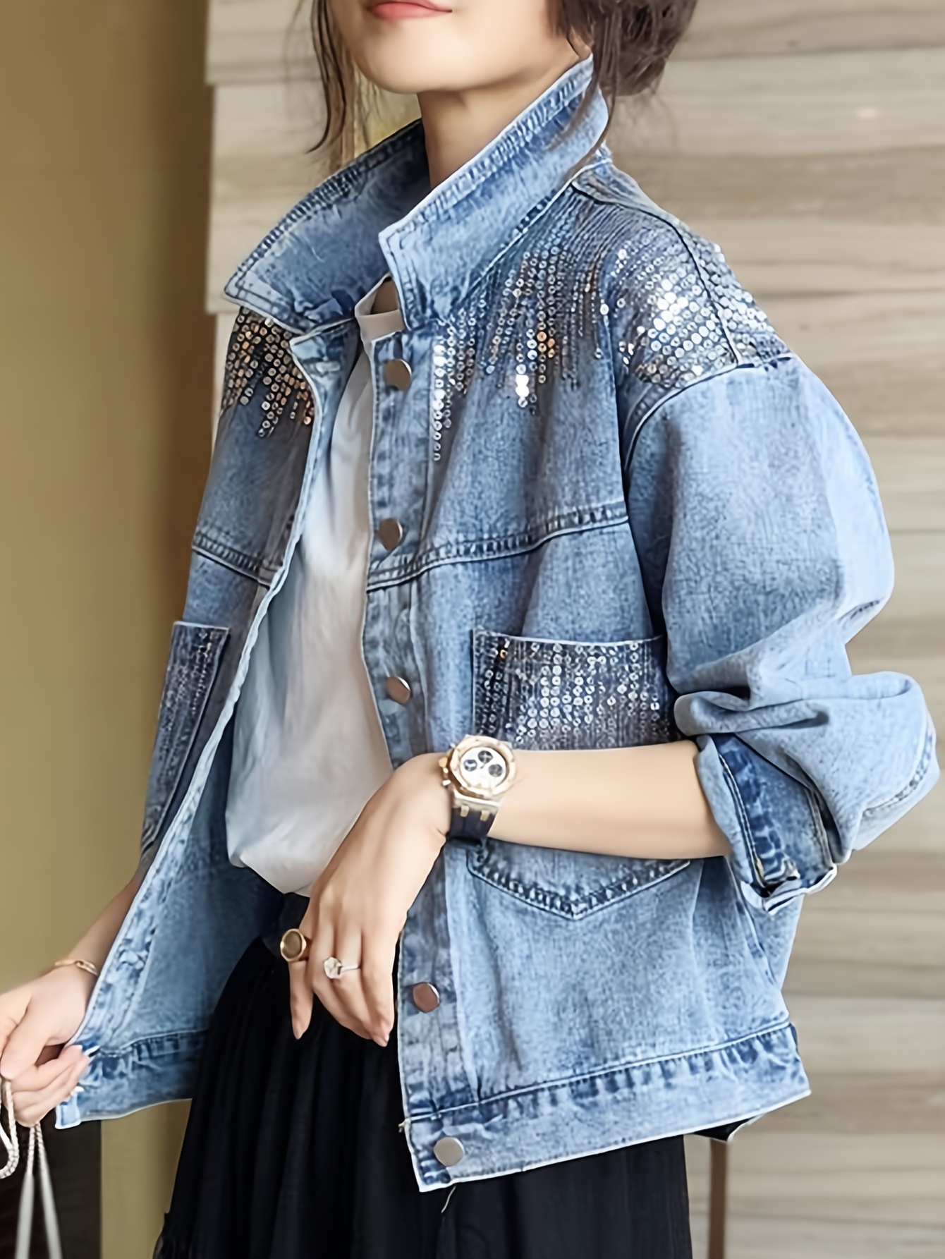 chaqueta abrigo mujer bolsillos estilo retro moderno Temu Brazil