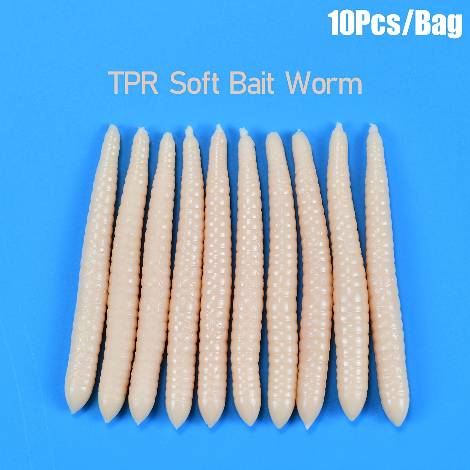Topranc Fishing Soft Worm Jig Tpr Artificial Baits Tackle Fishing Lure Light Pinky Sticky Soft Grub