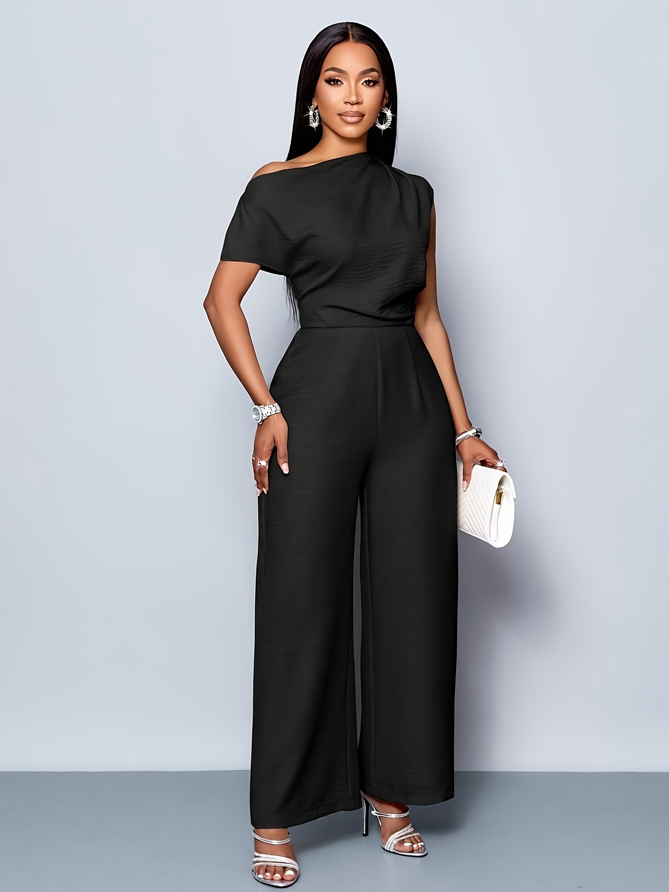 formal dresses long beach ca ZAPAKA Women White Formal Dress with Flower Sheath Halter Ruched Long Beach  Dress main image 1