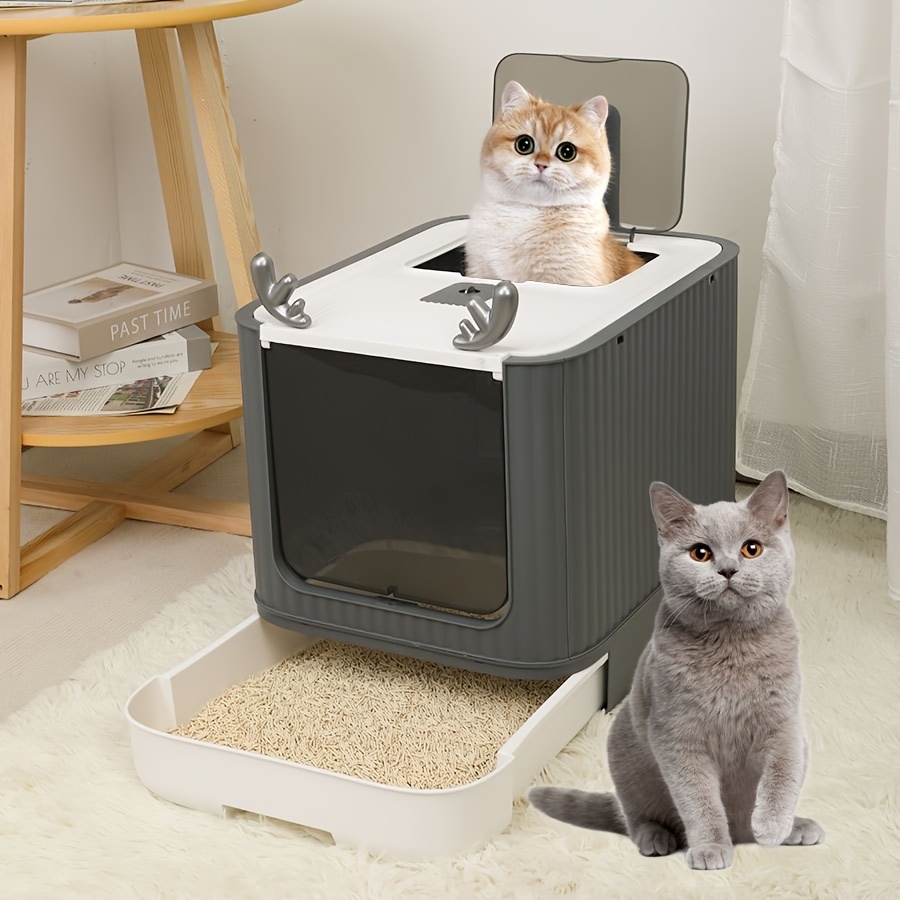 

Rectangular Plastic Cat Litter Box With Drawer For Easy Cleaning And Odor Control
