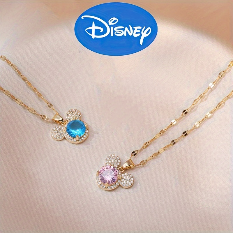 

Disney Officially Authorized Mickey Mouse Pendant Necklace Cute Artificial Crystal Clavicle Chain Inlaid Zircon Pendant Necklace