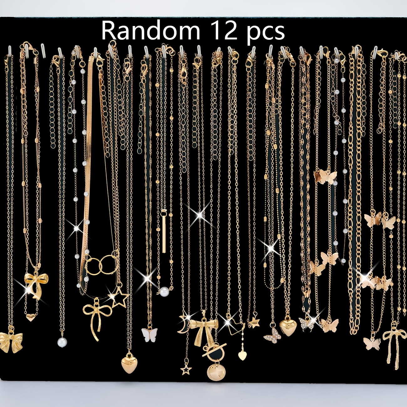 TEMU Random 6/12pcs Jewelry Necklace Heart Necklace Moon Artificial Pearls Pendant Necklace Set Women's Dating Party Banquet Party Wear Jewelry