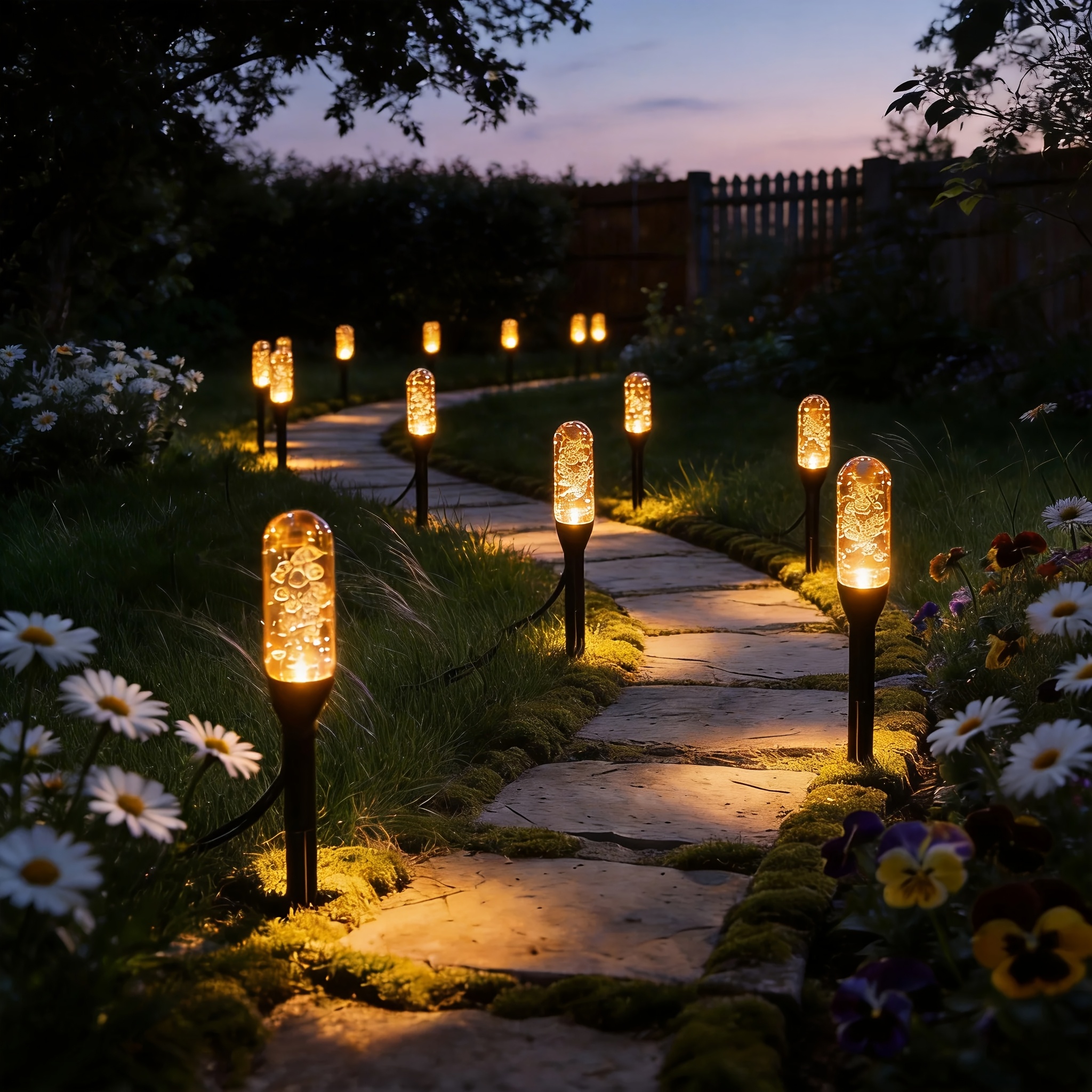 E-shop 20/10 Stück Solar Bodeneinsatz Kristall Lichter, Outdoor Rasenleuchten, Schalten sich automatisch tagsüber ab und einschalten in der Nacht mit 8