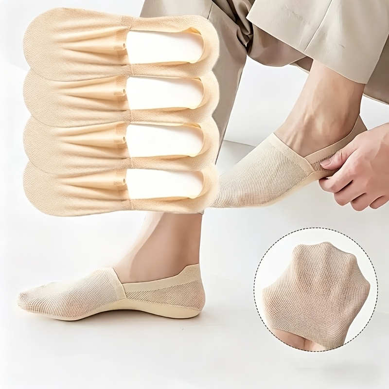 TEMU 6pcs (3 Pairs) Summer Invisible Boat Socks, Low-cut , Anti-slip And Non-falling Heel, Mesh Breathable Apricot Women's Socks, Essential Socks For