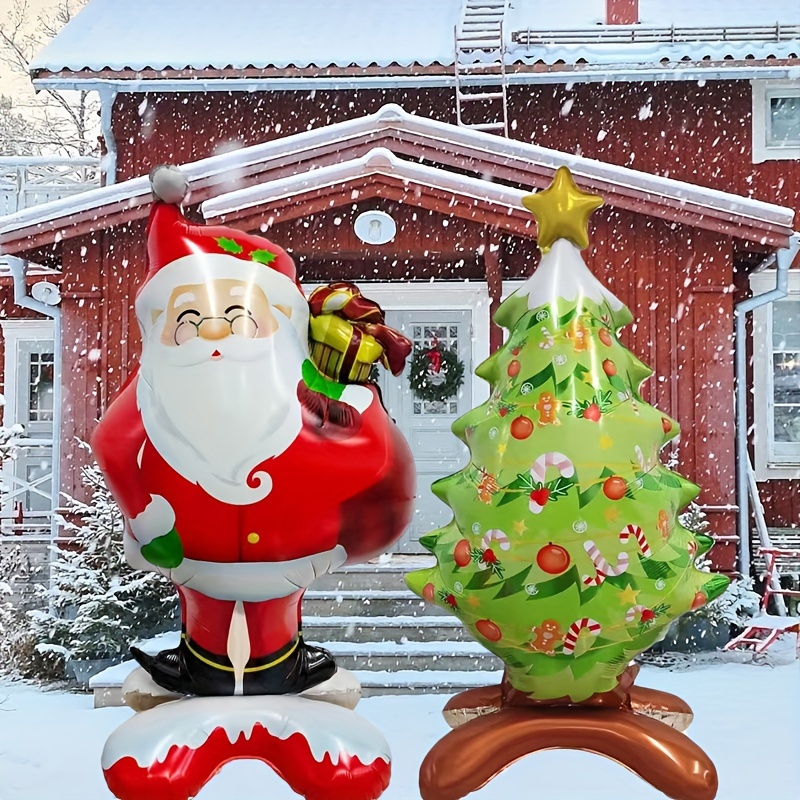 

2pcs-47inch Standing Christmas Tree Santa Claus Balloon Set Christmas Party Balloon Decoration Christmas Family Festival Decoration New Year Party Balloon Decoration