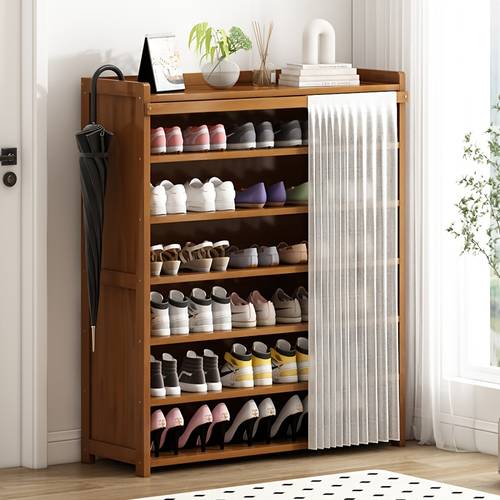 easy multi layer shoe rack large capacity home entrance nan bamboo storage device shoe cabinet hallway dustproof and stain resistant small narrow shoe rack