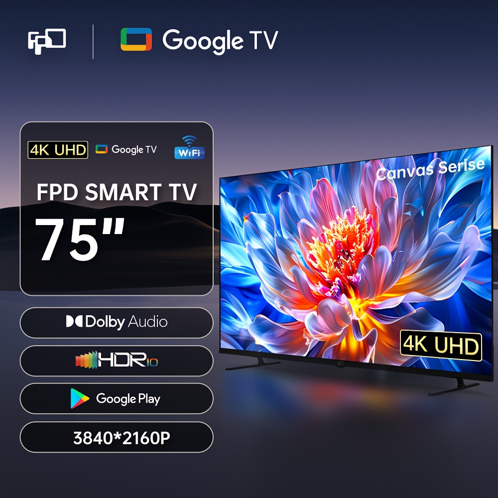 75 inch fpd smart google tv 4k ultra hd hdr10 vision - Temu