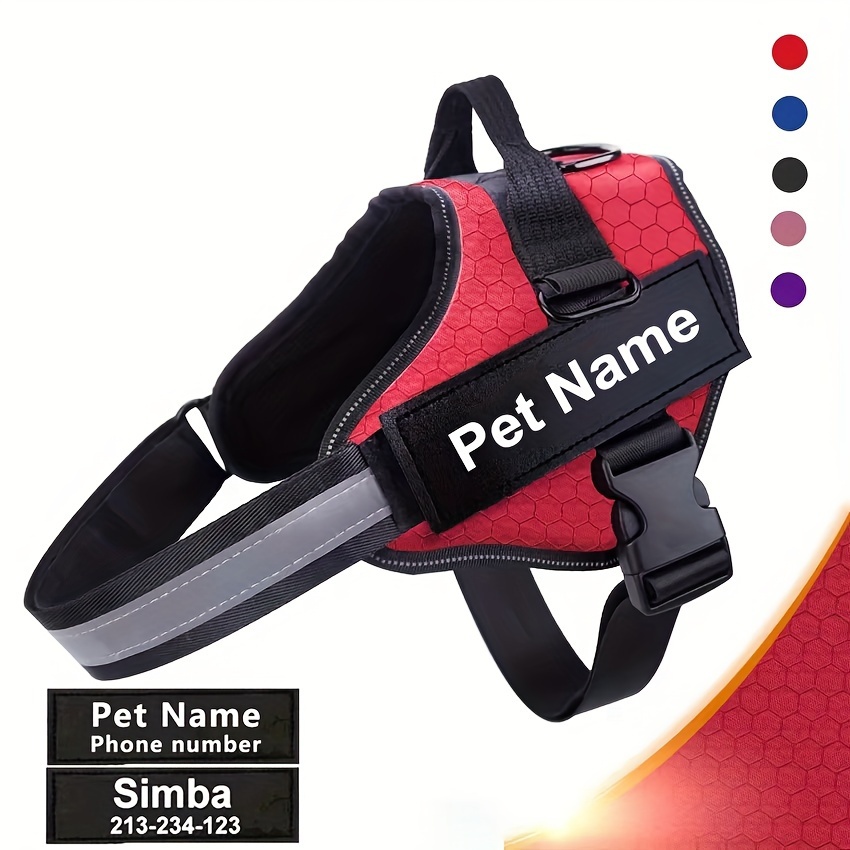 

Personalized Dog Harness Reflective Adjustable Id Custom Luxury Dog Harness Vest For Small Large Dogs Outdoor Pet Supplies