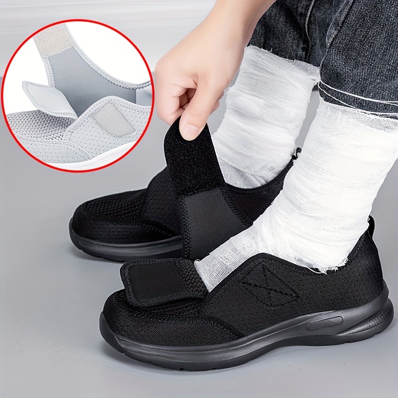 womens orthopedic wide feet swollen walking shoes adjustable hook and loop fastener closure breathable mesh upper md sole for     low top sneakers plus size friendly comfy shoes flexible   footwear 7 5 black 0