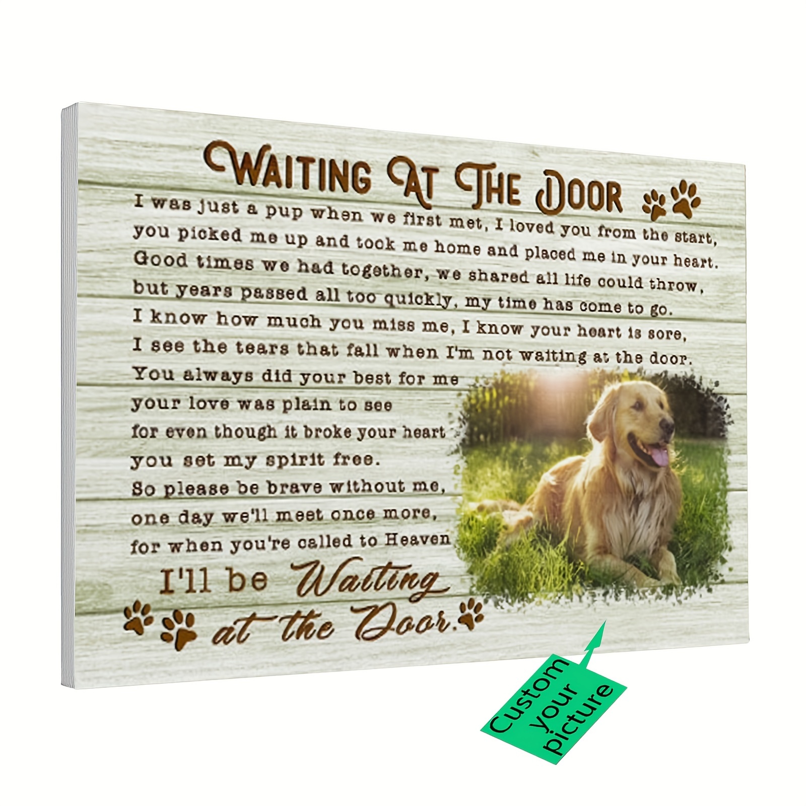 

(customized)1pc Wooden Framed The Dog Sympathizes And At The Door Canvas Decorfor Bedroom Living Room Home Walls Decoration With Framed Ready To Hang 11.8inchx15.7inch Eid Al-adha Mubarak