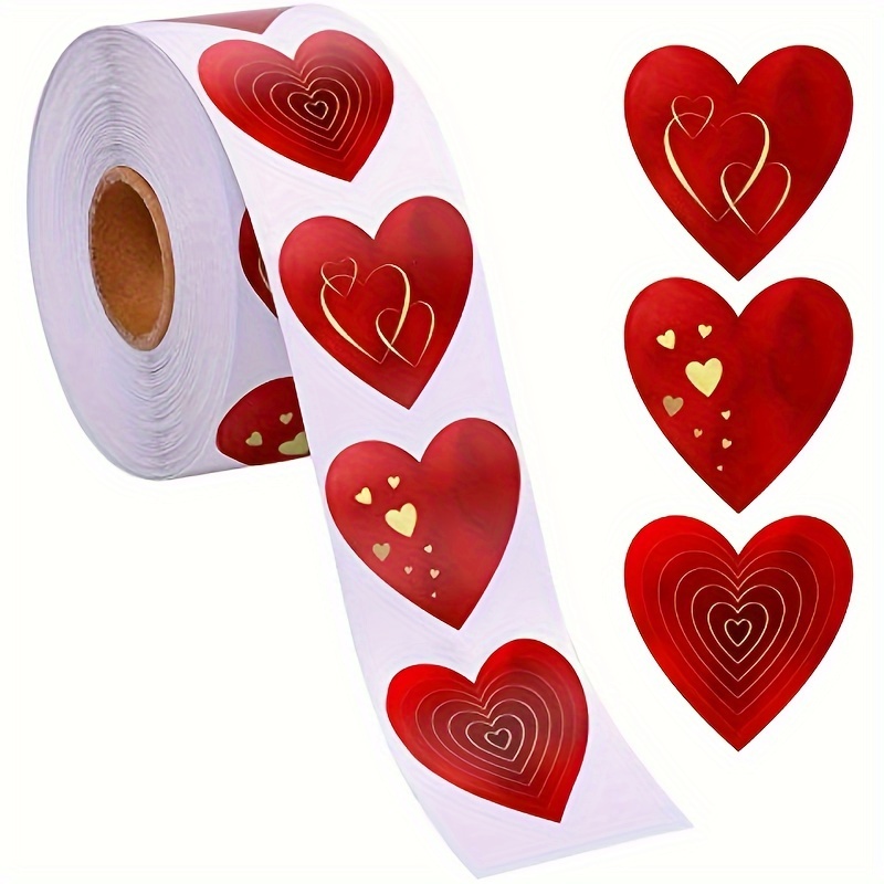 500pcs Heart Stickers, 1.5 Inch Heart Scrapbook Love Adhesive