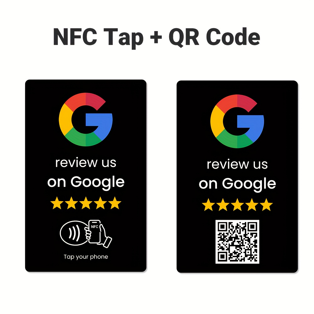 immagine dell'articolo nfc tap e codice qr, facile configurazione con gestione del collegamento di recensioni, pvc resistente,   per google reviews e   con i  , scheda per  