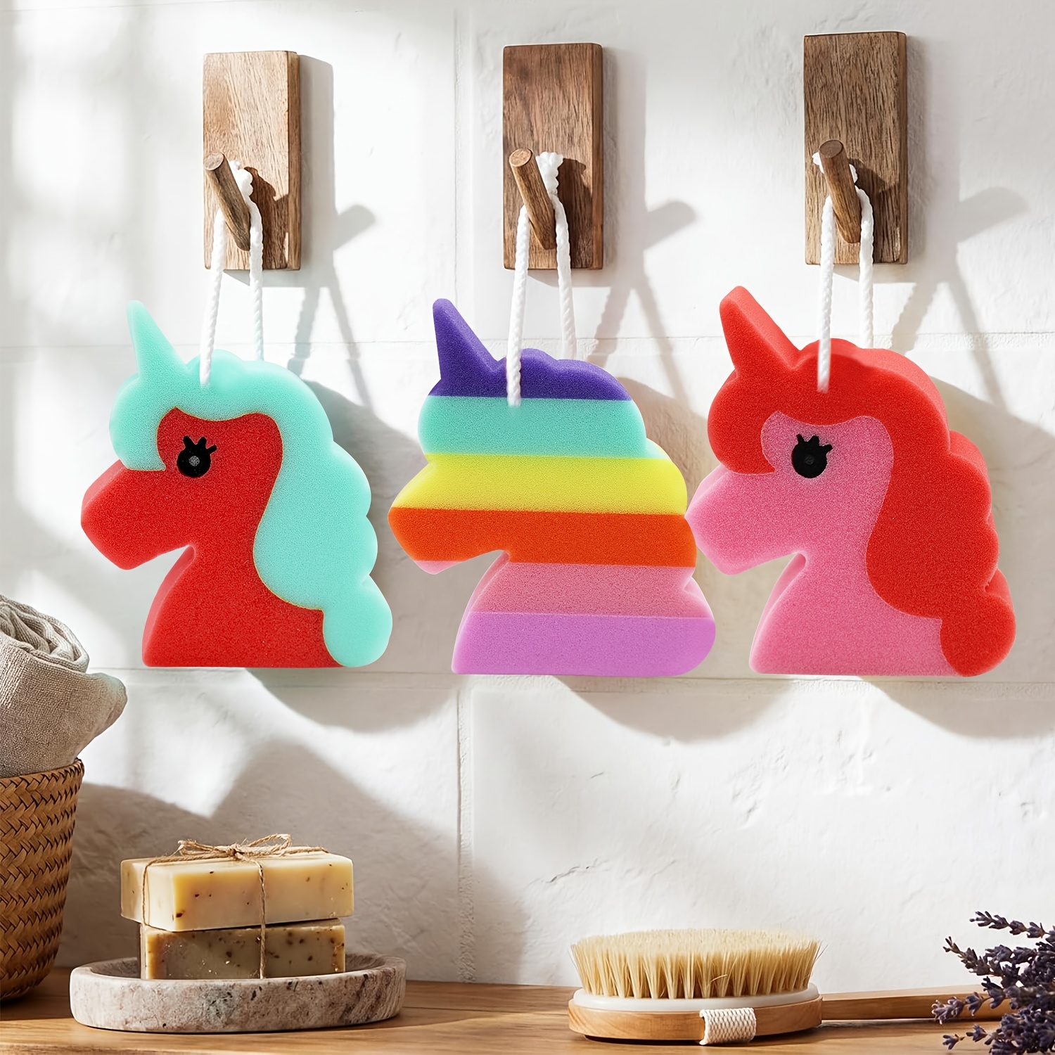 3pcs Cartoon Bath Sponges for Gentle Body Scrubbing