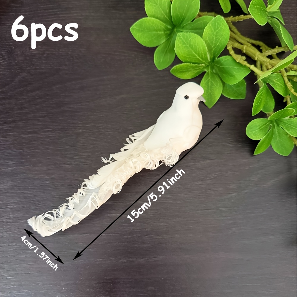 TEMU 6pcs Christmas Decorations, Curly Decorative Birds With Clip-on Design, Elegant Holiday Ornaments For Christmas Tree, Home, Office & Party Decor