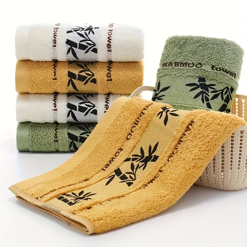 

6 Pcs Bamboo Hand Towels: Absorbent, Quick-drying, Super Soft, Skin-friendly, Geometric Pattern, Rectangular Shape, Ideal For Home Bathroom, Gym, And More