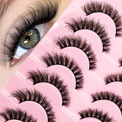 10 Pairs Of Cat Eye False Eyelashes Fluffy And Dense D-curved False Eyelashes Natural Slim And Soft Imitation Mink False Eyelashes-Reusable, Easy to Use,Suitable for Beginners for All Occasions-Russian Volume Fluffy Eyelashes