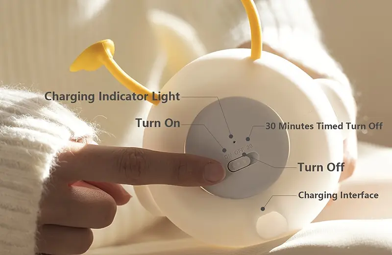 1pc cute light 1200mah battery led bedside lights tapping control 3 level brightness adjustable 30 minute timer great gift for birthdays christmas for Product details 5